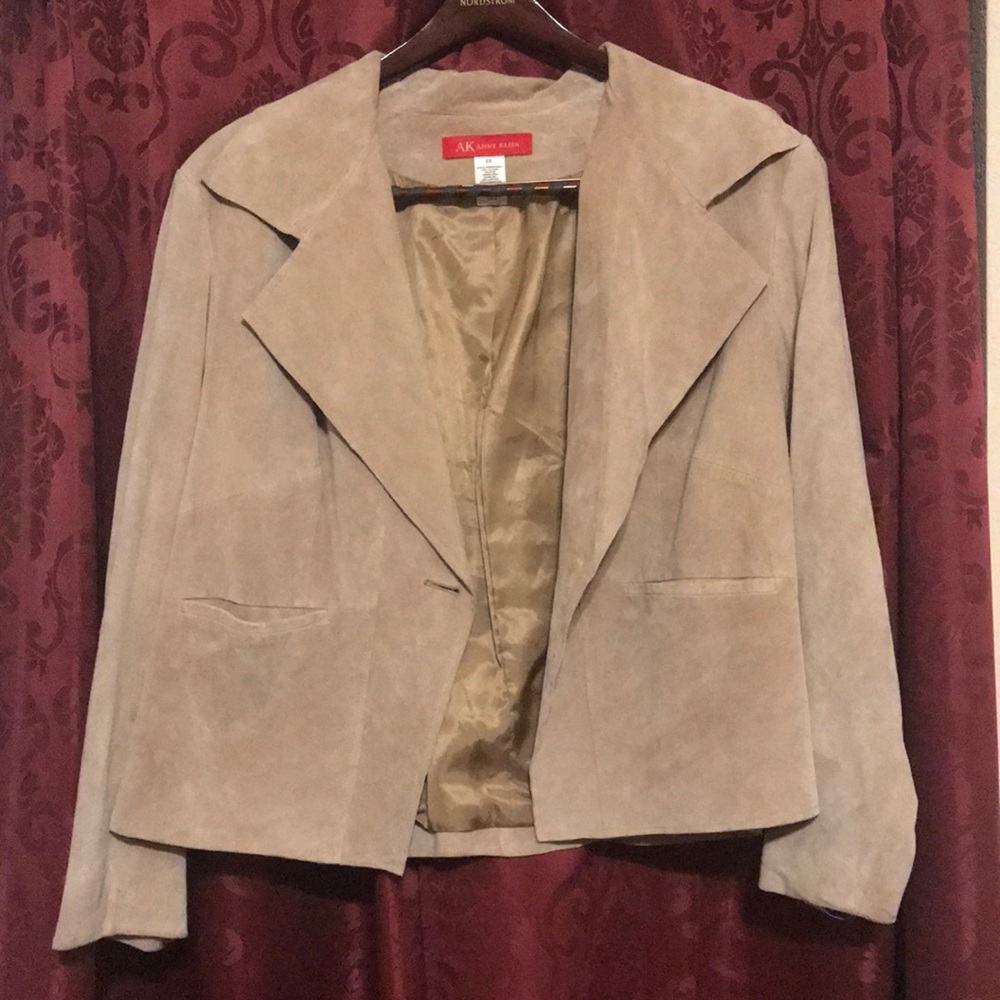 Ann Klein 2X suede open front jacket